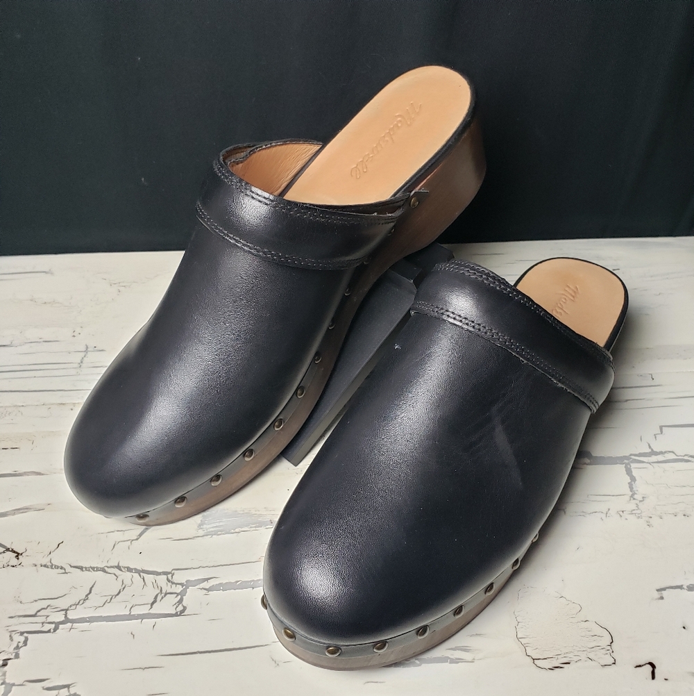 Madewell 'The Cecily' Clogs in Black Leather - Women's size 10.5